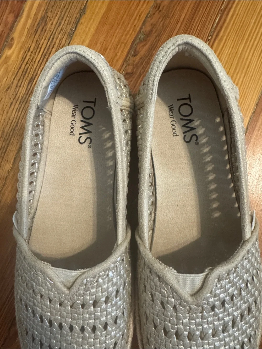 Toms Woven Espadrille Platform Slip-Ons in Light Beige